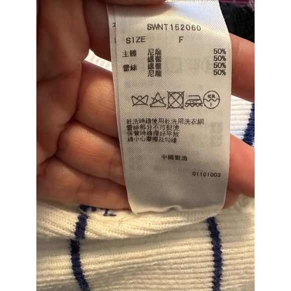 Snidel white blue striped long sleeves lace hem open front cardigan size F - OS - Picture 8 of 13